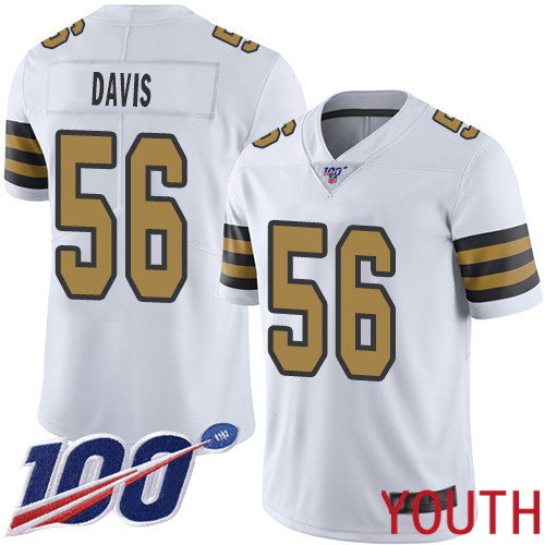 New Orleans Saints Limited White Youth DeMario Davis Jersey NFL Football 56 100th Season Rush Vapor Untouchable Jersey